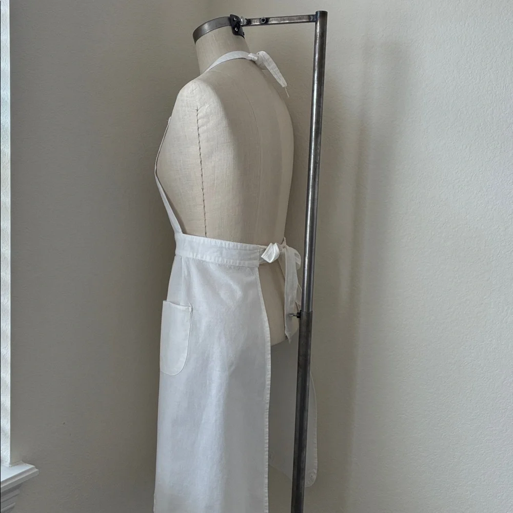 Battenburg White Lace Cotton Long Waist Tie Apron Cottagecore Miu Miu